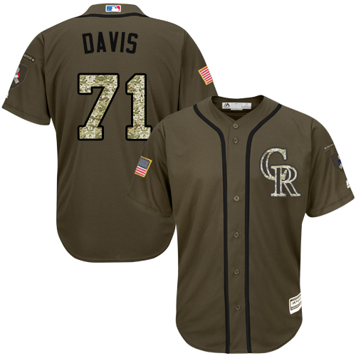 Rockies #71 Wade Davis Green Salute to Service Stitched MLB Jersey - Click Image to Close